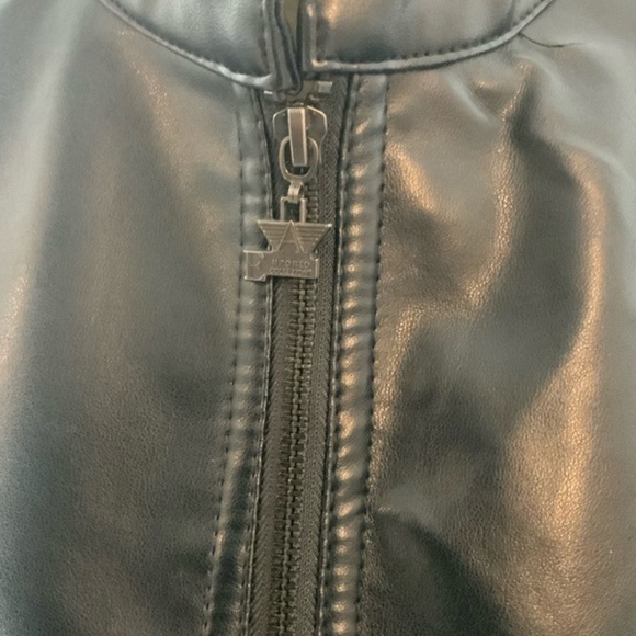 Vintage Emporio Armani Collezione Navy Faux Leather Biker/Moto Jacket Size Med - Picture 4 of 15